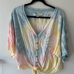 Vintage Havana Tie-Dye Blouse - Blue, Pink, Yellow